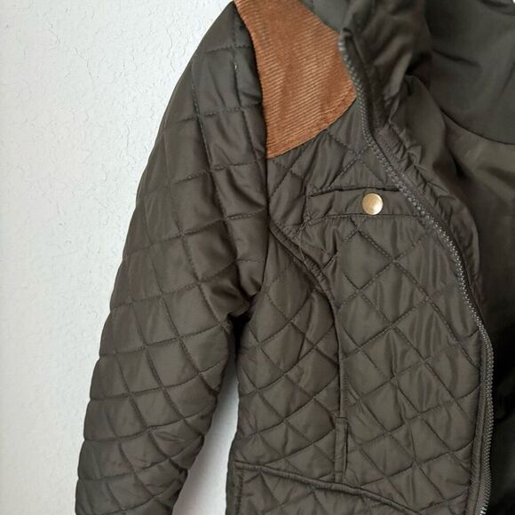 Krush Quilted Olive Coat with Hood Size Small - Picture 3 of 7